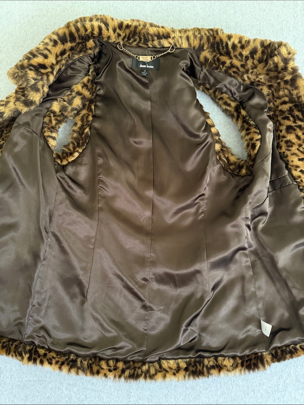 Dennis Basso Faux Fur Leopard Vest Size XS Mob Wife Winter Glam Boho - Picture 8 of 12